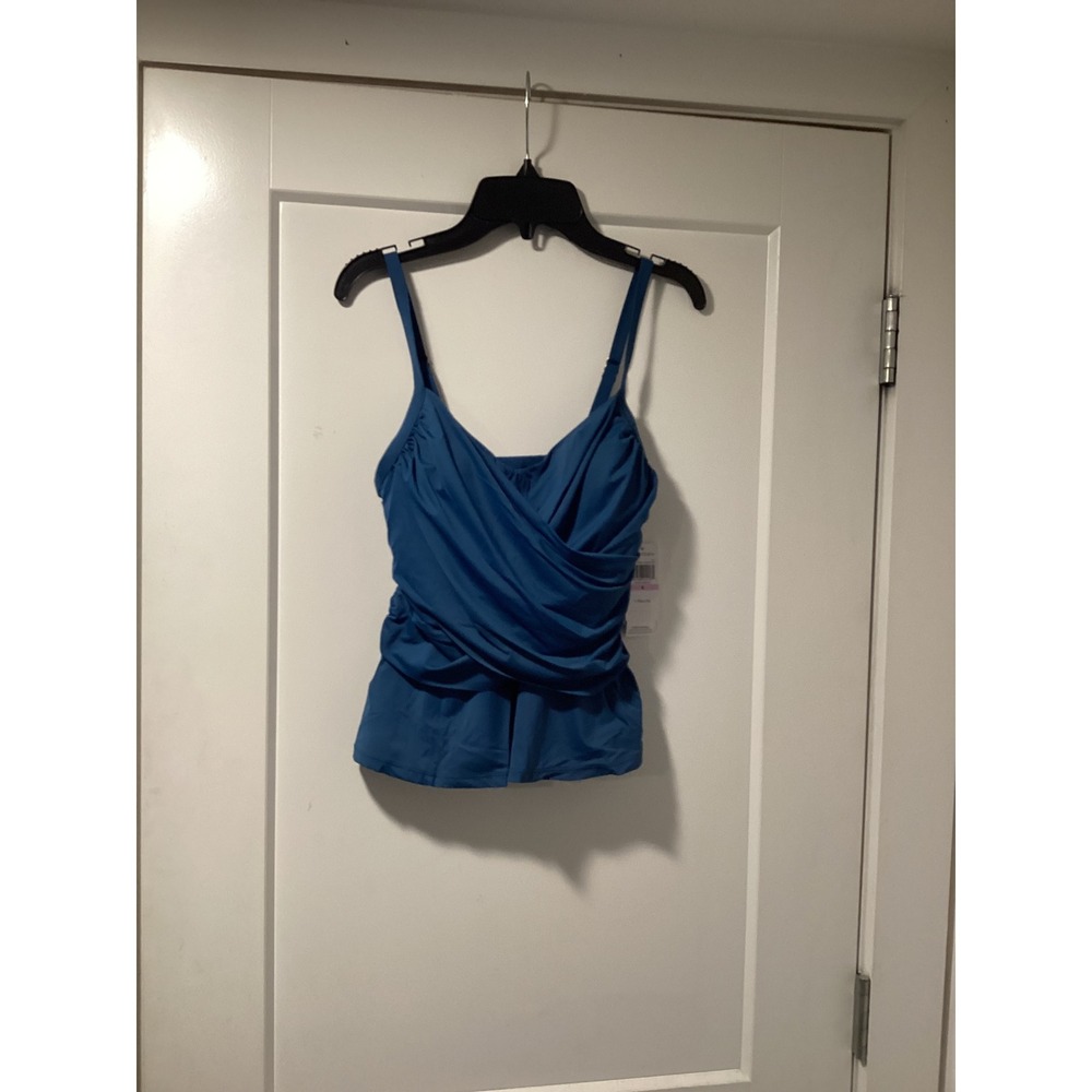 Jantzen Blue Surplice Wrap Tankini Set Tummy Control Two Piece Swimsuit Size 6